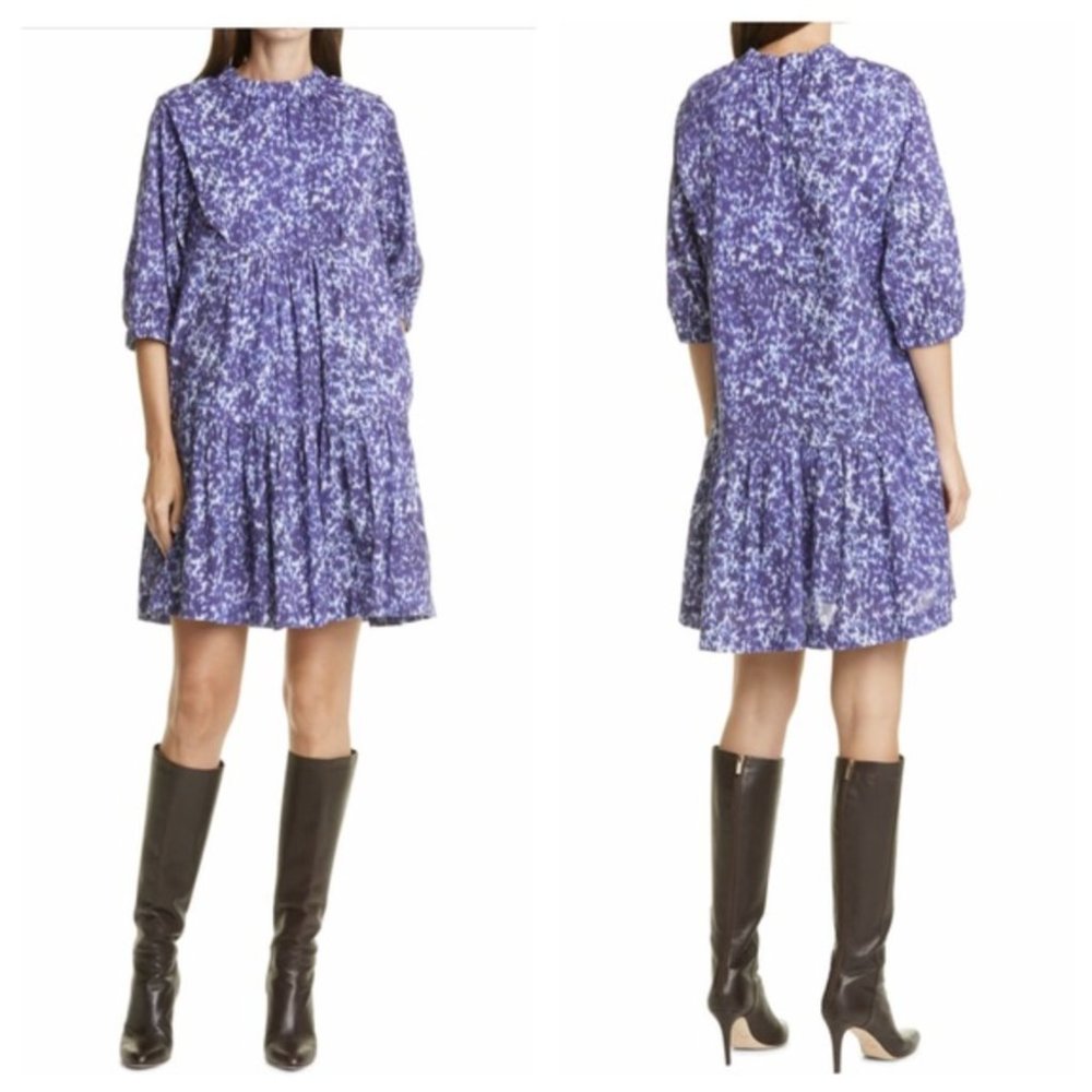 Sea NY Celine Purple Ikat Bib Tunic Dress in Lapis - 8